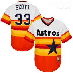 Mens Majestic Houston Astros 33 Mike Scott Replica Orange Cooperstown MLB Jersey