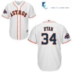 Mens Majestic Houston Astros 34 Nolan Ryan Replica White Home 2017 World Series Champions Cool Base MLB Jersey