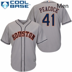 Mens Majestic Houston Astros 41 Brad Peacock Replica Grey Road Cool Base MLB Jersey 