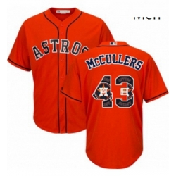 Mens Majestic Houston Astros 43 Lance McCullers Authentic Orange Team Logo Fashion Cool Base MLB Jersey