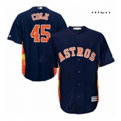 Mens Majestic Houston Astros 45 Gerrit Cole Replica Navy Blue Alternate Cool Base MLB Jersey 