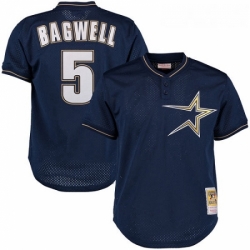 Mens Mitchell and Ness 1997 Houston Astros 5 Jeff Bagwell Authentic Navy Blue Throwback MLB Jersey