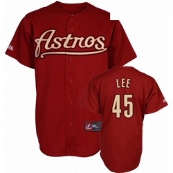 Mens Mitchell and Ness Houston Astros 45 Carlos Lee Replica Red Throwback MLB Jersey