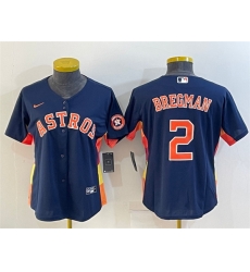 Women Houston Astros 2 Alex Bregman Navy With Patch Cool Base Stitched Baseball Jerseys