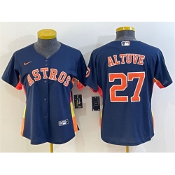 Women Houston Astros 27 Jose Altuve Navy With Patch Cool Base Stitched Baseball Jersey