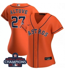 Women Houston Astros 27 Jose Altuve Orange 2022 World Series Champions Cool Base Stitched Baseball Jersey