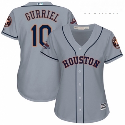 Womens Majestic Houston Astros 10 Yuli Gurriel Replica Grey Road 2017 World Series Champions Cool Base MLB Jersey 