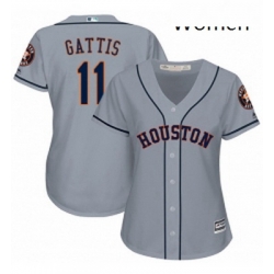 Womens Majestic Houston Astros 11 Evan Gattis Authentic Grey Road Cool Base MLB Jersey