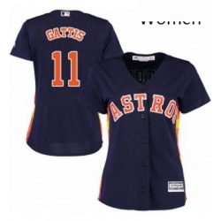 Womens Majestic Houston Astros 11 Evan Gattis Replica Navy Blue Alternate Cool Base MLB Jersey