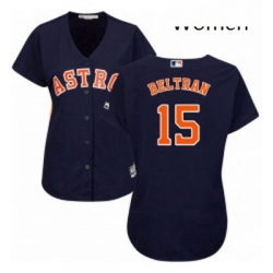 Womens Majestic Houston Astros 15 Carlos Beltran Authentic Navy Blue Alternate Cool Base MLB Jersey