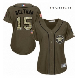 Womens Majestic Houston Astros 15 Carlos Beltran Replica Green Salute to Service MLB Jersey