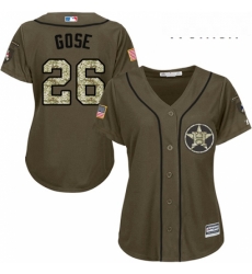 Womens Majestic Houston Astros 26 Anthony Gose Authentic Green Salute to Service MLB Jersey 