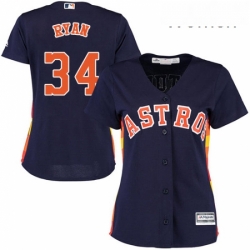 Womens Majestic Houston Astros 34 Nolan Ryan Authentic Navy Blue Alternate Cool Base MLB Jersey