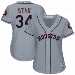 Womens Majestic Houston Astros 34 Nolan Ryan Replica Grey Road Cool Base MLB Jersey