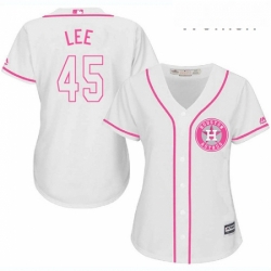 Womens Majestic Houston Astros 45 Carlos Lee Replica White Fashion Cool Base MLB Jersey