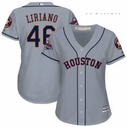 Womens Majestic Houston Astros 46 Francisco Liriano Authentic Grey Road 2017 World Series Champions Cool Base MLB Jersey 