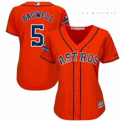 Womens Majestic Houston Astros 5 Jeff Bagwell Authentic Orange Alternate 2017 World Series Champions Cool Base MLB Jersey