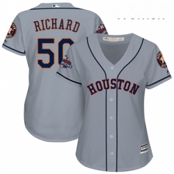 Womens Majestic Houston Astros 50 JR Richard Authentic Grey Road 2017 World Series Champions Cool Base MLB Jersey