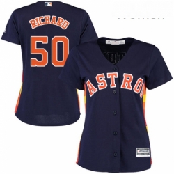 Womens Majestic Houston Astros 50 JR Richard Authentic Navy Blue Alternate Cool Base MLB Jersey