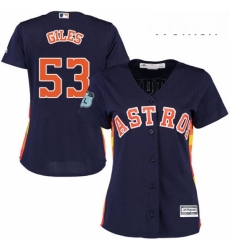 Womens Majestic Houston Astros 53 Ken Giles Authentic Navy Blue Alternate Cool Base MLB Jersey 