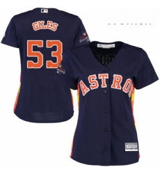 Womens Majestic Houston Astros 53 Ken Giles Replica Navy Blue Alternate 2017 World Series Champions Cool Base MLB Jersey 