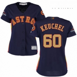 Womens Majestic Houston Astros 60 Dallas Keuchel Authentic Navy Blue Alternate 2018 Gold Program Cool Base MLB Jersey