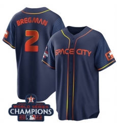 Youth Houston Astros 2 Alex Bregman Navy 2022 World Series Champions City Connect Stitched BaseballJersey