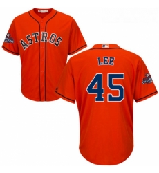 Youth Majestic Houston Astros 45 Carlos Lee Replica Orange Alternate 2017 World Series Champions Cool Base MLB Jersey