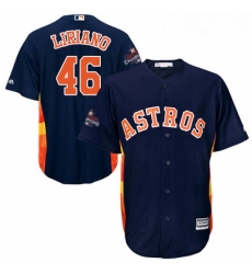 Youth Majestic Houston Astros 46 Francisco Liriano Replica Navy Blue Alternate 2017 World Series Champions Cool Base MLB Jersey 