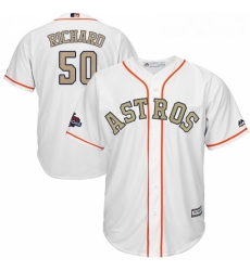 Youth Majestic Houston Astros 50 JR Richard Authentic White 2018 Gold Program Cool Base MLB Jersey