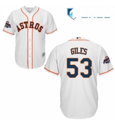 Youth Majestic Houston Astros 53 Ken Giles Replica White Home 2017 World Series Champions Cool Base MLB Jersey 