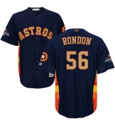 Youth Majestic Houston Astros 56 Hector Rondon Authentic Navy Blue Alternate 2018 Gold Program Cool Base MLB Jersey 