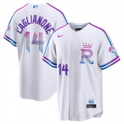 Men Kansas City Royals  14 Jac Caglianone White 2026 City Connect Stadium Stitched Baseball Jersey