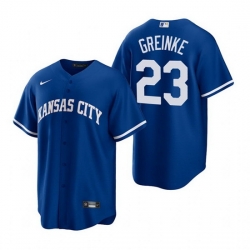 Men Kansas City Royals 23 Zack Greinke Royal Cool Base Stitched jersey