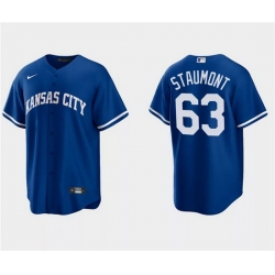 Men Kansas City Royals 63 Josh Staumont Royal Cool Base Stitched Baseball Jersey