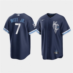 Men Kansas City Royals 7 Bobby Witt Jr  2022 Navy City Connect Cool Base Stitched jersey