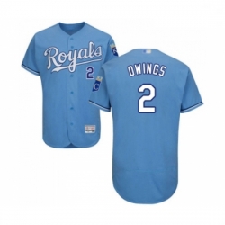 Mens Kansas City Royals 2 Chris Owings Light Blue Alternate Flex Base Authentic Collection Baseball Jersey 