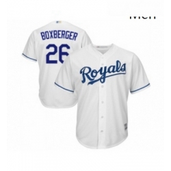 Mens Kansas City Royals 26 Brad Boxberger Replica White Home Cool Base Baseball Jersey 