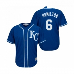 Mens Kansas City Royals 6 Billy Hamilton Replica Blue Alternate 2 Cool Base Baseball Jersey 