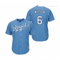 Mens Kansas City Royals 6 Willie Wilson Replica Light Blue Alternate 1 Cool Base Baseball Jersey 