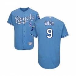 Mens Kansas City Royals 9 Lucas Duda Light Blue Alternate Flex Base Authentic Collection Baseball Jersey