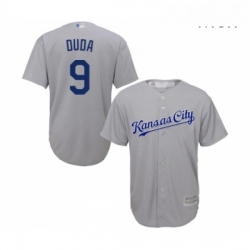 Mens Kansas City Royals 9 Lucas Duda Replica Grey Road Cool Base Baseball Jersey 