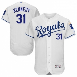 Mens Majestic Kansas City Royals 31 Ian Kennedy White Flexbase Authentic Collection MLB Jersey