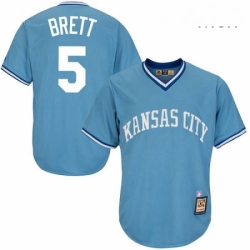 Mens Majestic Kansas City Royals 5 George Brett Authentic Light Blue Cooperstown MLB Jersey