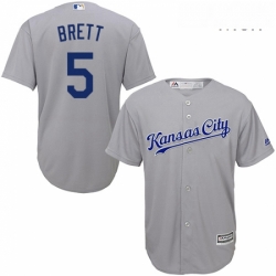 Mens Majestic Kansas City Royals 5 George Brett Replica Grey Road Cool Base MLB Jersey