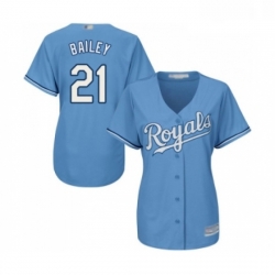 Womens Kansas City Royals 21 Homer Bailey Replica Light Blue Alternate 1 Cool Base Baseball Jersey 