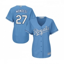 Womens Kansas City Royals 27 Adalberto Mondesi Replica Light Blue Alternate 1 Cool Base Baseball Jersey 