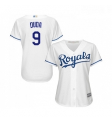 Womens Kansas City Royals 9 Lucas Duda Replica White Home Cool Base Baseball Jersey 