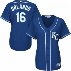 Womens Majestic Kansas City Royals 16 Paulo Orlando Authentic Blue Alternate 2 Cool Base MLB Jersey