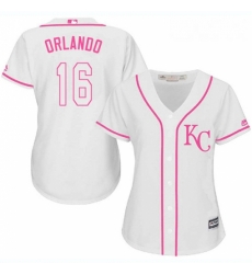 Womens Majestic Kansas City Royals 16 Paulo Orlando Authentic White Fashion Cool Base MLB Jersey